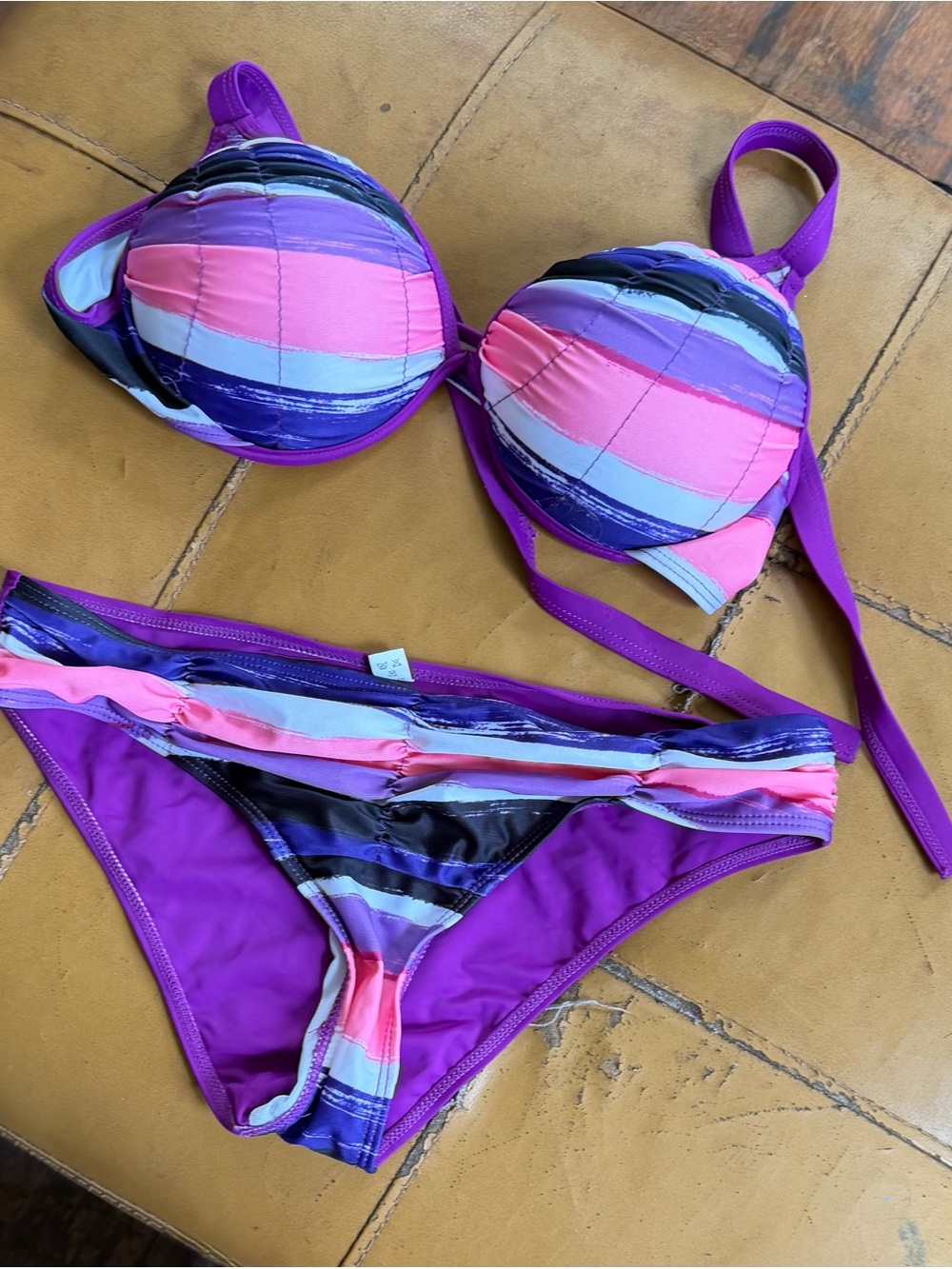 Women's Purple Striped Push-Up Bikini Set